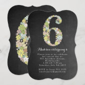 Chalkboard Girls Floral 6e anniversaire Invitation (Devant / Derrière)