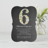 Chalkboard Girls Floral 6e anniversaire Invitation (Debout devant)