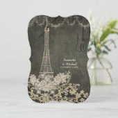 Chalkboard Glam Paris Parisian Wedding Kaart (Staand voorkant)