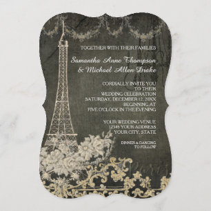 Chalkboard Glam  Paris Parisian Wedding Kaart
