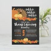 Chalkboard Gobble Turquie Thanksgiving invitation (Debout devant)