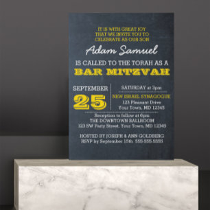 Chalkboard Gold Bar Mitzvah Invitation Pas de logo