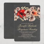 Chalkboard Gold Floral Rustic Wedding Kaart (Voorkant / Achterkant)