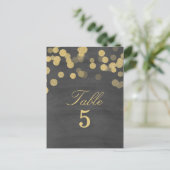 Chalkboard Gold Glitter Trouwtafel Nummer Briefkaart (Staand voorkant)