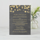 Chalkboard Gold Glitter Wedding Invitting Kaart (Staand voorkant)