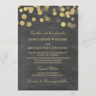 Chalkboard Gold Glitter Wedding Invitting Kaart