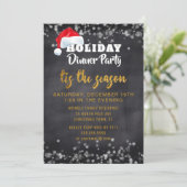Chalkboard Gold Holiday Dinner Party Uitnodiging (Staand voorkant)
