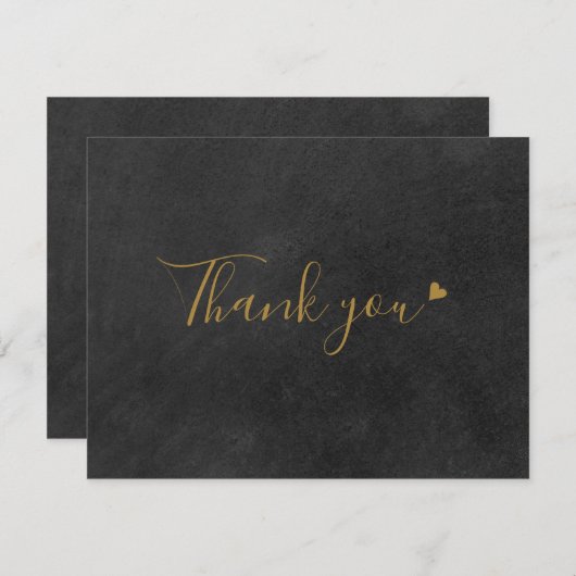 Chalkboard Gold Script Business Carte de remerciem (Devant / Derrière)