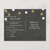 Chalkboard Gold & White Confetti Party RSVP Uitnodiging Briefkaart (Achterkant)