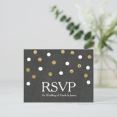 Chalkboard Gold & White Confetti Party RSVP Uitnodiging Briefkaart (Staand voorkant)