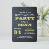 Chalkboard Golden New Years Eve Party Invitation (Debout devant)