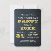 Chalkboard Golden New Years Eve Party Invitation (Devant)