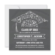 Chalkboard Graduation Cap Invitation met foto