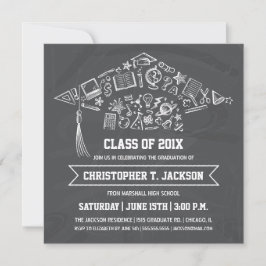 Chalkboard Graduation Cap Invitation met foto Kaart
