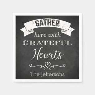 Chalkboard, Grateful Hearts Napkins Servet