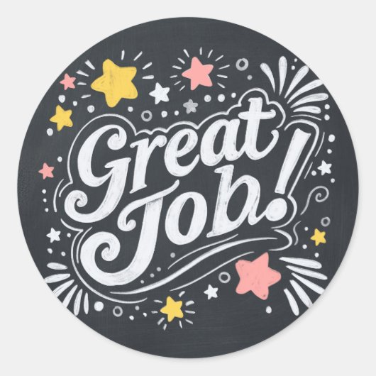 Chalkboard Great Job Stickers avec des étoiles et (Devant)