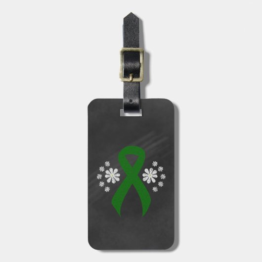 Chalkboard Green Awareness Ribbon Bagagelabel (Voorkant verticaal)
