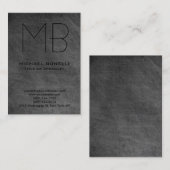 Chalkboard gris monogramme chubby carte de visite (Devant / Derrière)