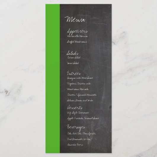 Chalkboard Groen Bruiloft Menu (Voorkant)