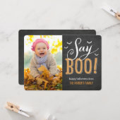 Chalkboard Halloween-fotokaart Kaart (Voorkant / Achterkant in situ)