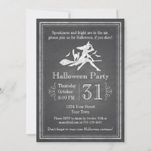 Chalkboard Halloween Witch Kaart