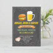 Chalkboard hamburger diaper-uitnodiging kaart (Staand voorkant)