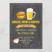 Chalkboard hamburger diaper-uitnodiging