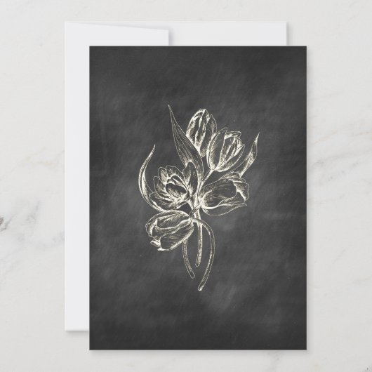 Chalkboard Hand Tulip Tulip bruiloft uitnodigingen (Achterkant)