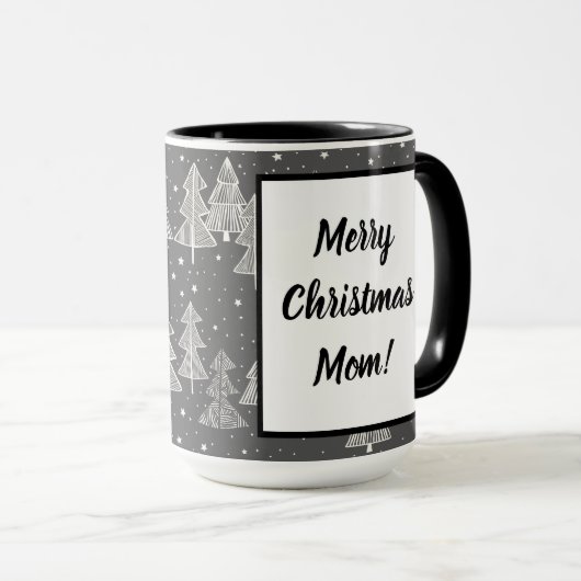 Chalkboard handgetekende kerstbomen zagen mok (Voorkant rechts)