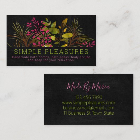 Chalkboard Handmade Bath Bomb Soak Scrub Soap Visitekaartje (Voorkant / Achterkant)