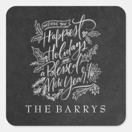 Chalkboard Happiest Feestdagen Sticker