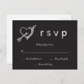 Chalkboard hartrustige bruiloft rsvp briefkaarten (Voorkant / Achterkant)
