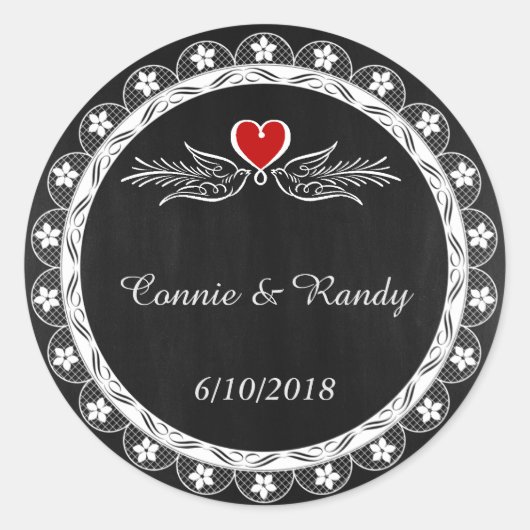 Chalkboard Heart en Dove Wedding Sticker (Voorkant)