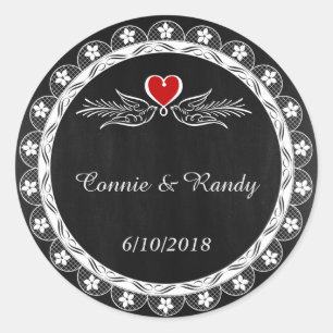 Chalkboard Heart en Dove Wedding Sticker