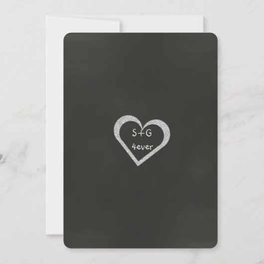 Chalkboard Heart Faire-part de mariage (Dos)