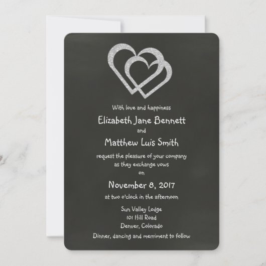 Chalkboard Heart Faire-part de mariage (Devant)