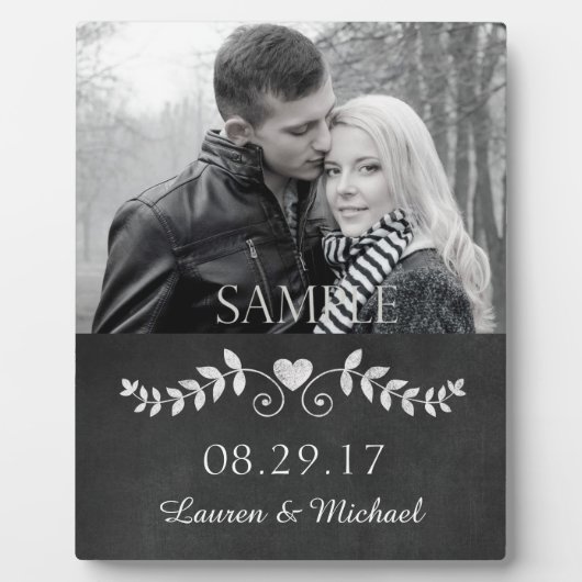 Chalkboard Heart Mariage Photo Keepsaké Plaque (Devant)