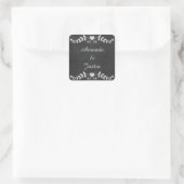 Chalkboard Heart Wedding gepersonaliseerd Vierkante Sticker (Tas)