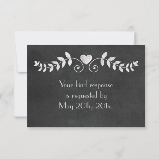 Chalkboard Heart Wedding RSVP Kaartje (Voorkant)