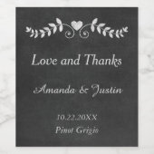 Chalkboard Heart Wedding Wijn Etiket (Enkel label)