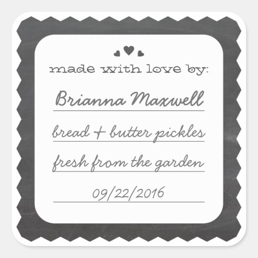 Chalkboard Hearts Alimentation Étiquette cadeau Au (Devant)