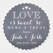 Chalkboard Hearts Bruiloft Favor Jar Ronde Sticker (Voorkant)