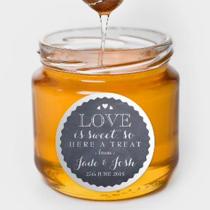 Chalkboard Hearts Bruiloft Favor Jar Ronde Sticker