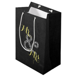 Chalkboard herfst bruiloft Mr. & Mrs Party Gift Ba Medium Cadeauzakje