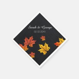 Chalkboard herfst gepersonaliseerde bruiloft serve servet