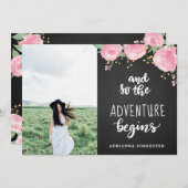 Chalkboard Het avontuur begint | Foto Afstuderen Kaart (Voorkant / Achterkant)