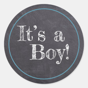 Chalkboard Het is een jongen! Aankondiging baby Ronde Sticker
