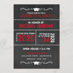 Chalkboard High School Graduation Party Invitation