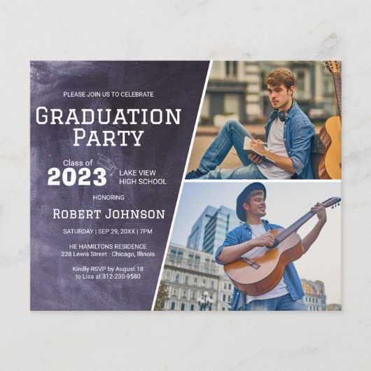 Chalkboard High School Photo Afstudeerder Party Bu (Voorkant)