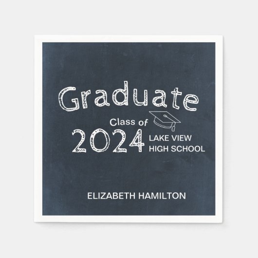 Chalkboard High School Photo Graduparty Servet (Voorkant)